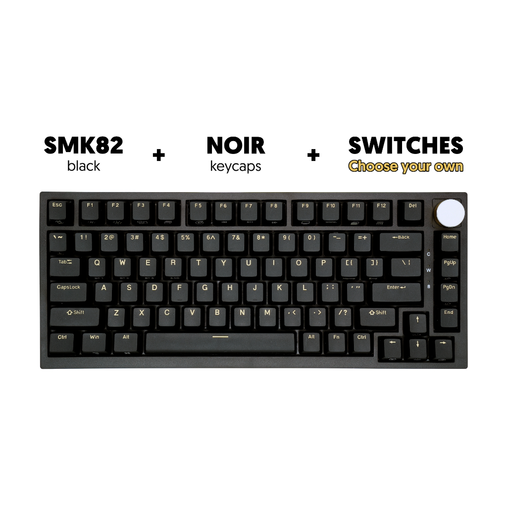 Steed SMK82 BLACK Custom Mechanical Keyboard + NOIR keycaps TRI-Mode ...