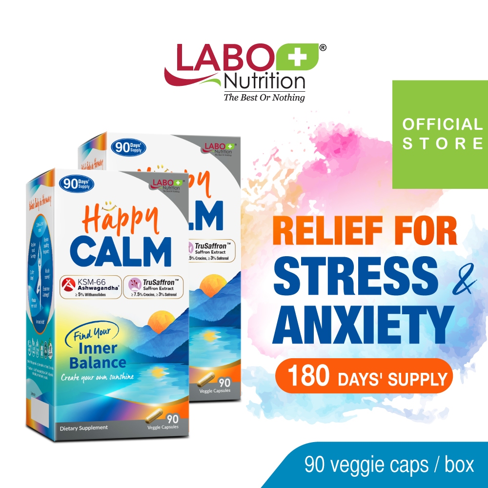 [2 Box] LABO Nutrition HappyCALM - Reduce Stress Relax Mood Calm Brain ...