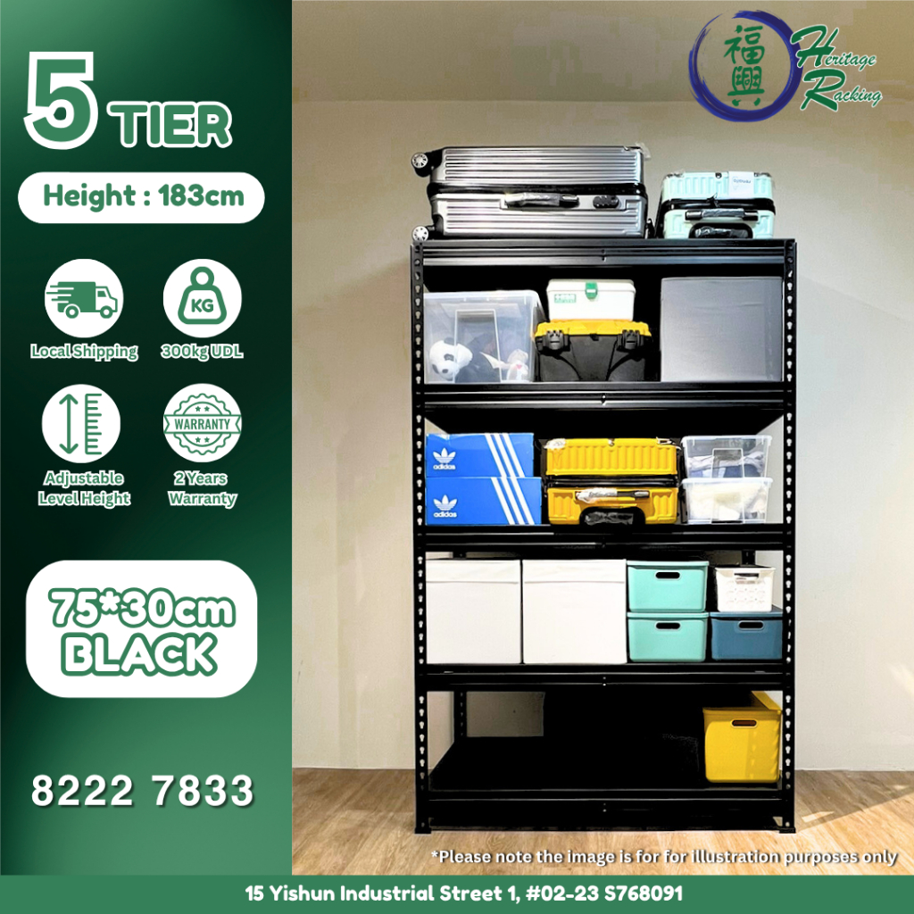 [SG Stocks] 5 Tier Full Metal Rack Heavy Duty Boltless Rack (HDB ...