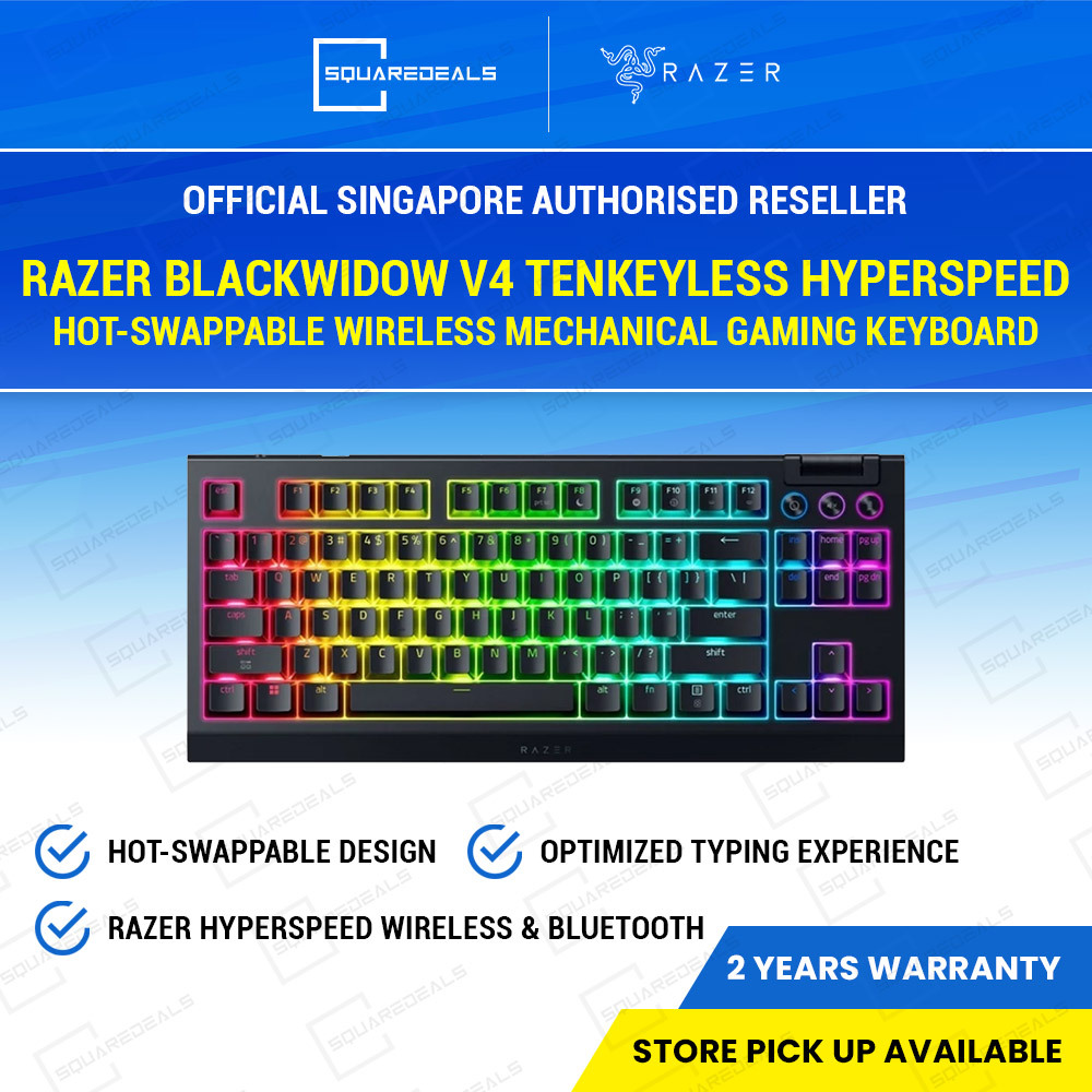 Razer BlackWidow V4 Tenkeyless HyperSpeed Hot-swappable Wireless ...
