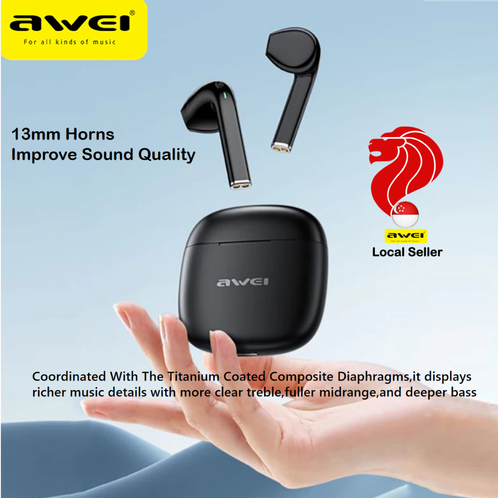 Awei T26 Pro TWS Wireless Bluetooth Earphone Bluetooth Stereo Sound 6D ...