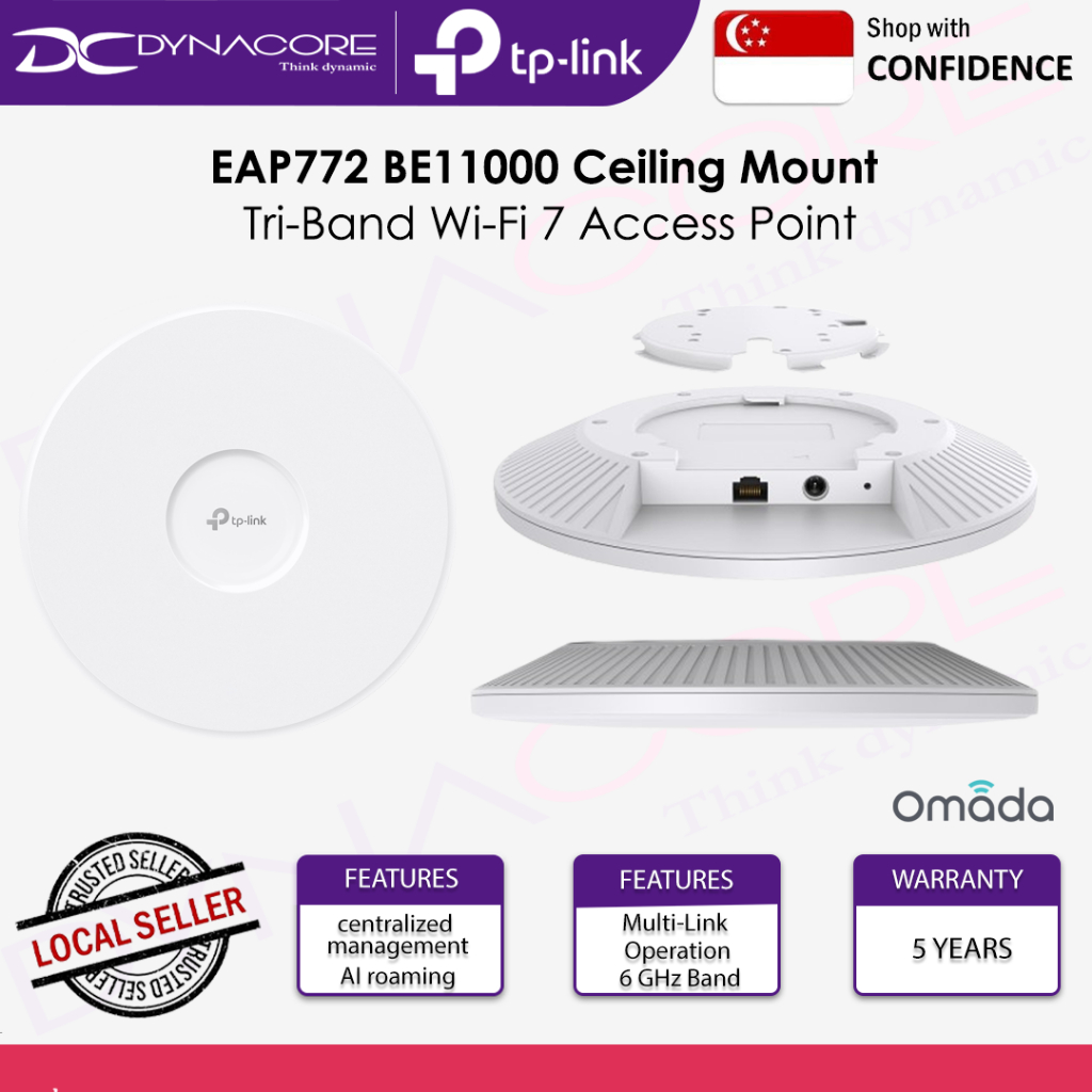 Access Point TP-LINK EAP772 Wi-Fi 7 Tri-Band - Velocidade BE11000 Com Porta 2.5G