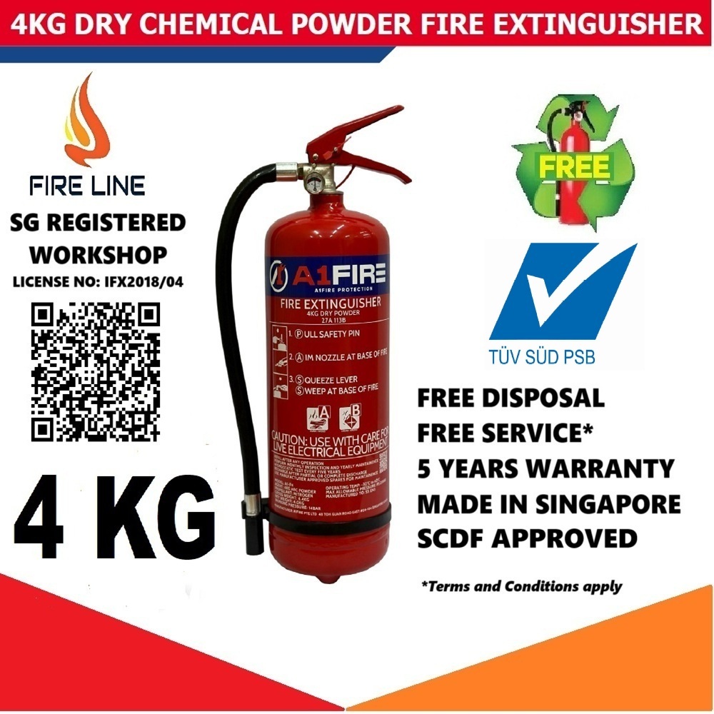 [ SCDF/PSB LABEL] 4 KG DRY POWDER FIRE EXTINGUISHER ( SCDF REGISTERED ...