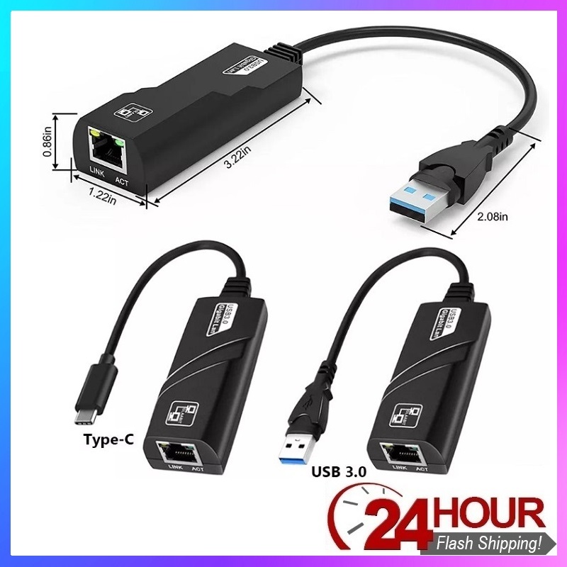 USB 3.0/TYPE C 3.0 to RJ45 Gigabit Lan Adapter 10/100/1000 Mbps ...