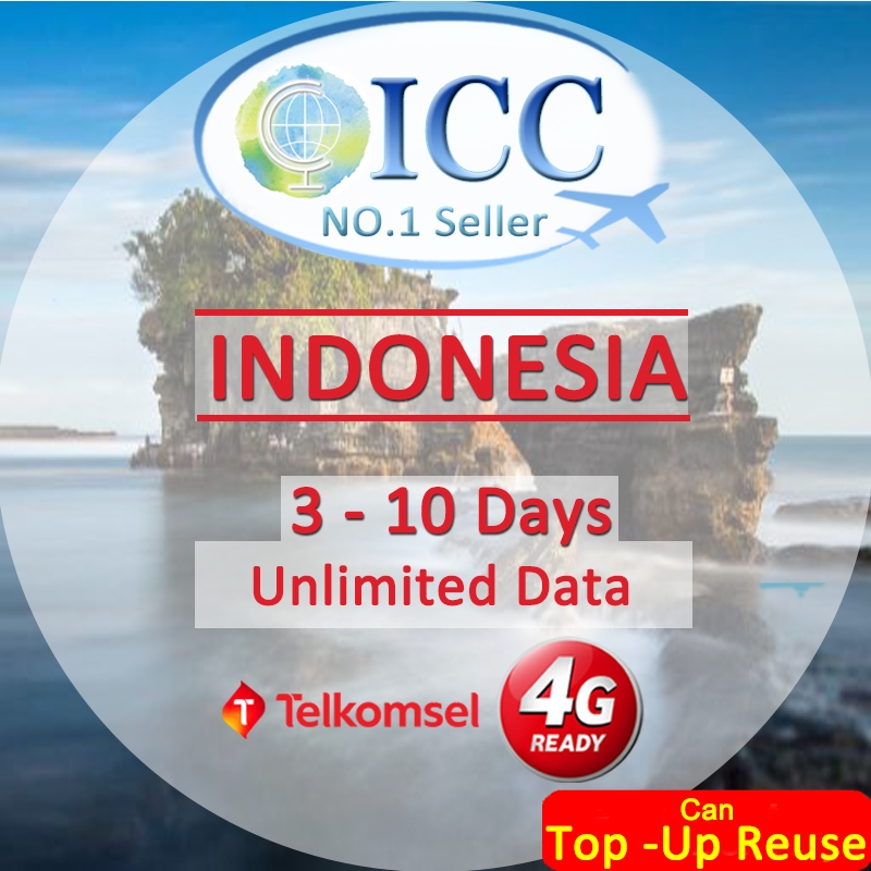 ICC_Indonesia Telkomsel 3-10 Days 4G/LTE + Unlimited data SIM Card ...