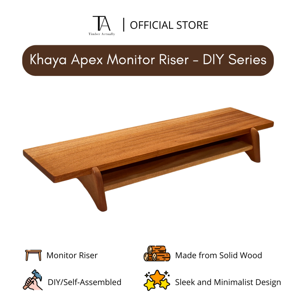 Khaya Apex Monitor Riser - DIY Series Solid Wood Monitor Stand for ...