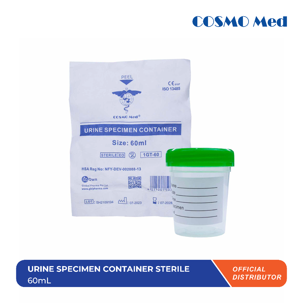 Cosmo Med Sterile Urine Specimen Container - 10pcs Per Bag (60ml ...