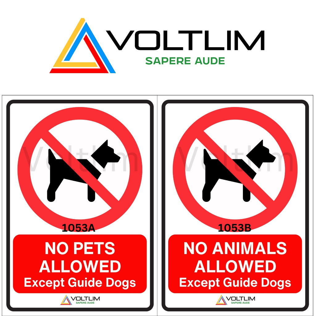 No Pets | Animals Allowed Except Guide Dogs Prohibition Stop Sign ...