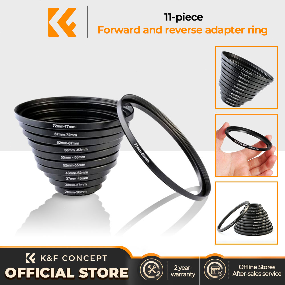 K&F Concept 11-Piece Forward Adapter ring set or Backward Adapter ring ...