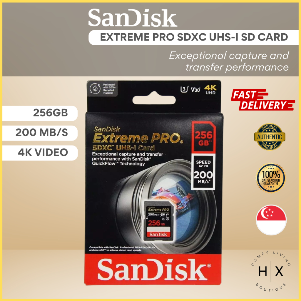 [READY STOCK] SanDisk Extreme PRO SDXC UHSI SD Card C10, U3, V30, 4K