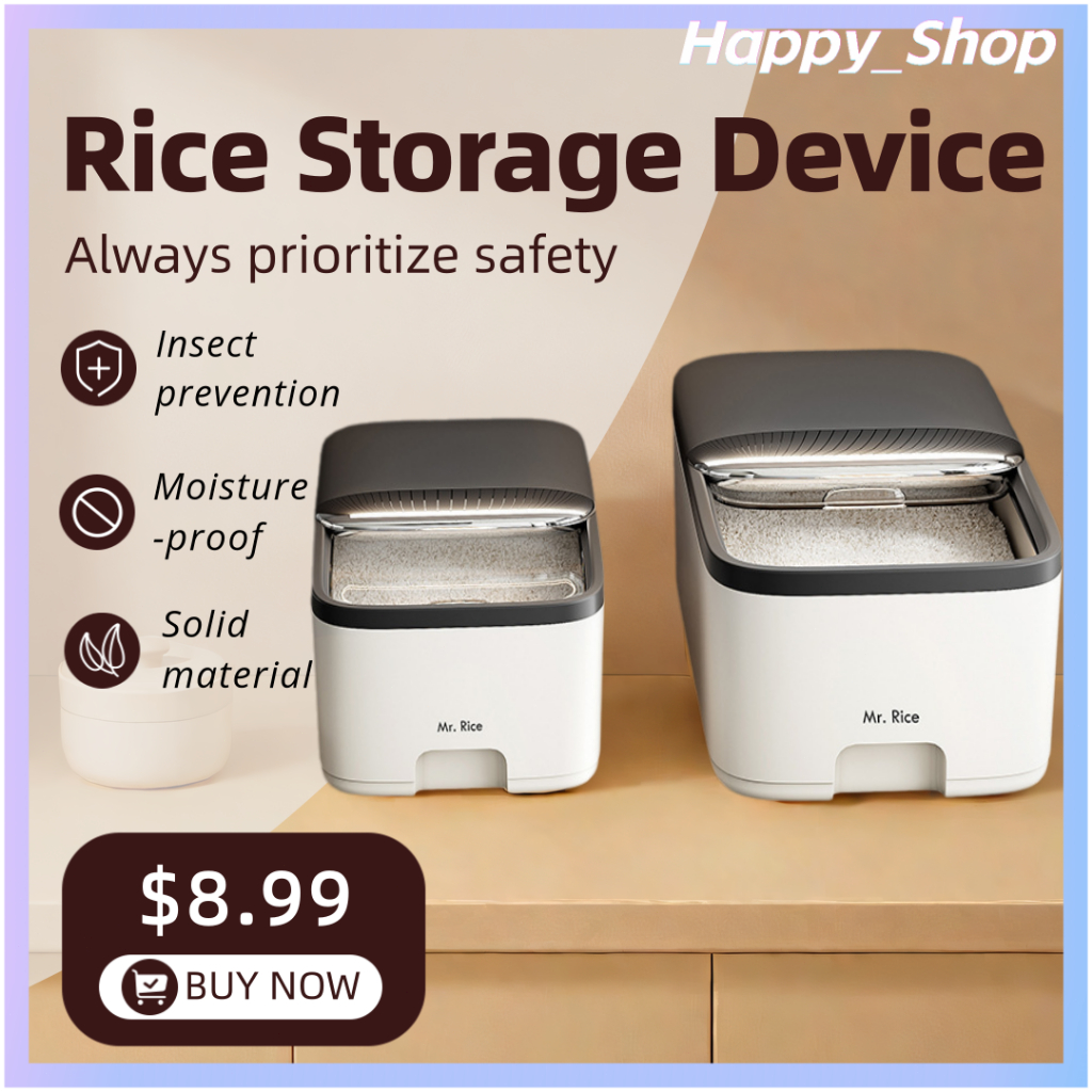 【SG Stock】5 KG/ 10KG Rice Box Sealed Organizer Rice Container Insect ...