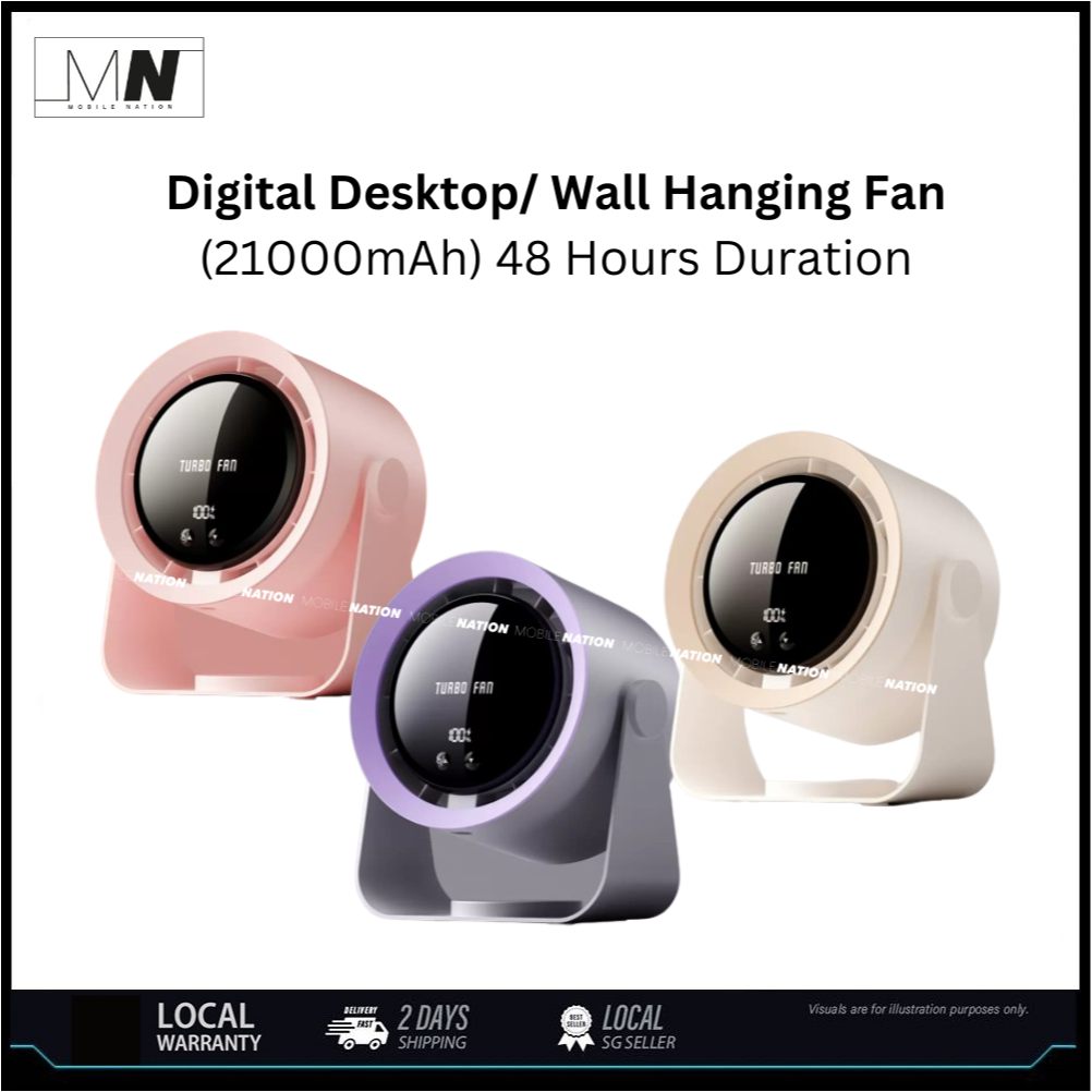 [Ready Stock] 21000mAh Rechargeable Office Desktop/ Wall Hanging Fan ...