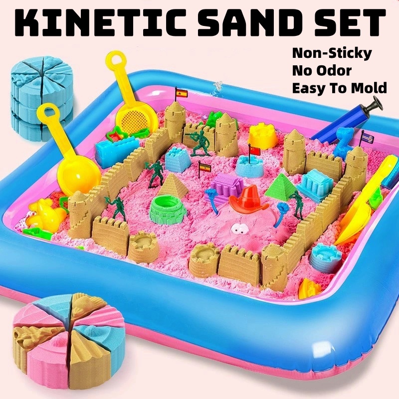 Kinetic sand Kinetic Like Play Sand 1KG 39pcs Large tray Bundle Set Colorful Play sand moving sand magic sand Shopee Singapore