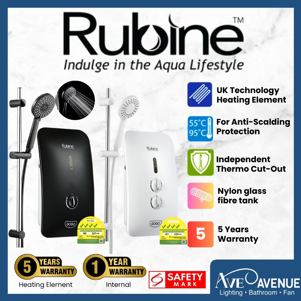 Rubine 933/933P Black/White Instant Water Heater set n Optional DC ...