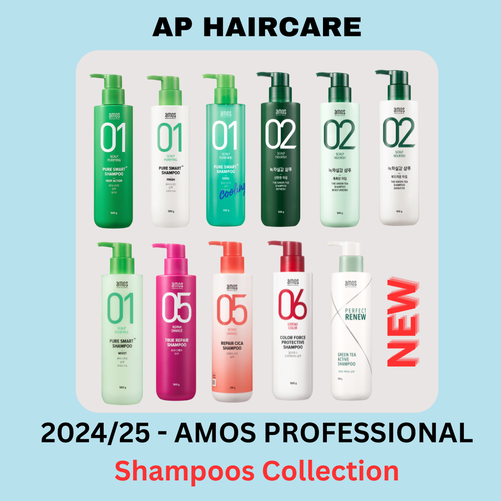 AMOS 2026 SHAMPOOS COLLECTION Oily Scalp Sensitive Scalp Dry Normal ...