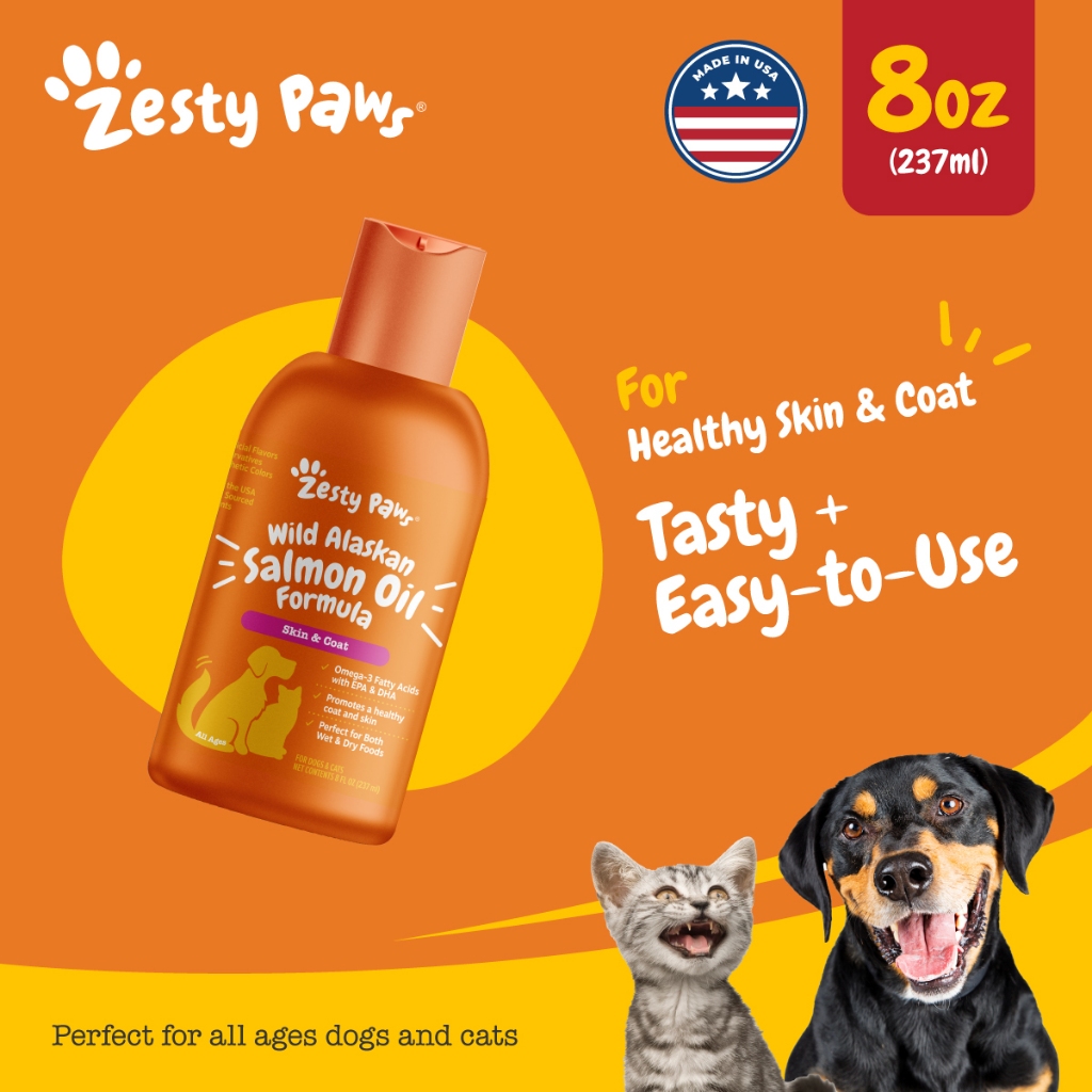 Zesty Paws Wild Alaskan Salmon Oil Formula for Cats and Dogs 8oz (237ml ...