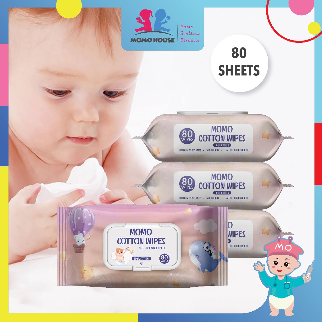 80PCS Premium Baby Wet Wipes Tisu Basah Wet Tissue With Cover Non ...