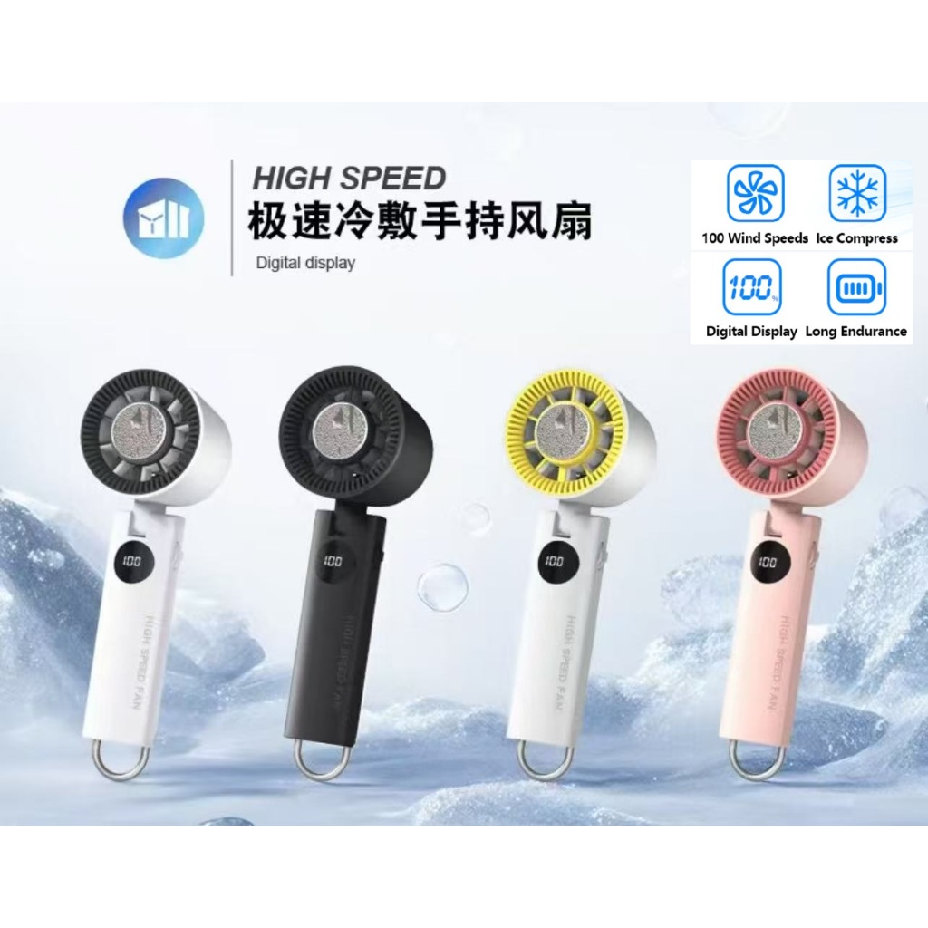 Handheld Turbo Fan Adjustable 100 Wind Speed High Speed Cold Compress ...