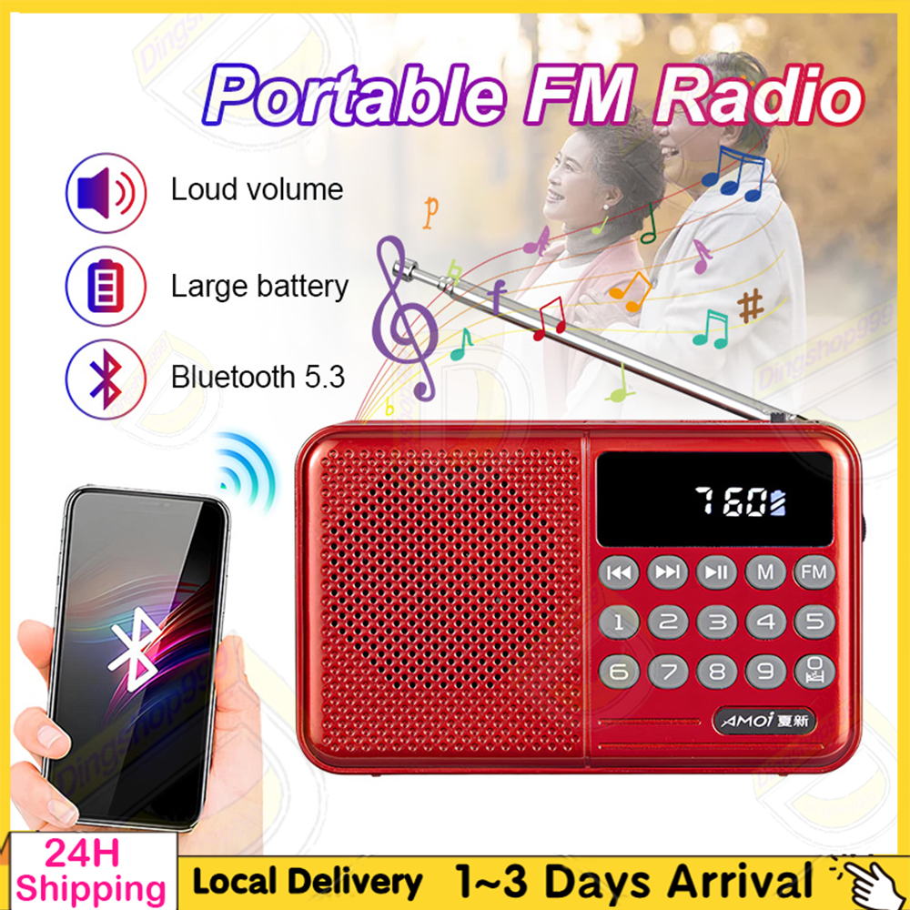 Radio Speaker Rechargeable USB & MicroSD Card Slot Music Player Radio ...