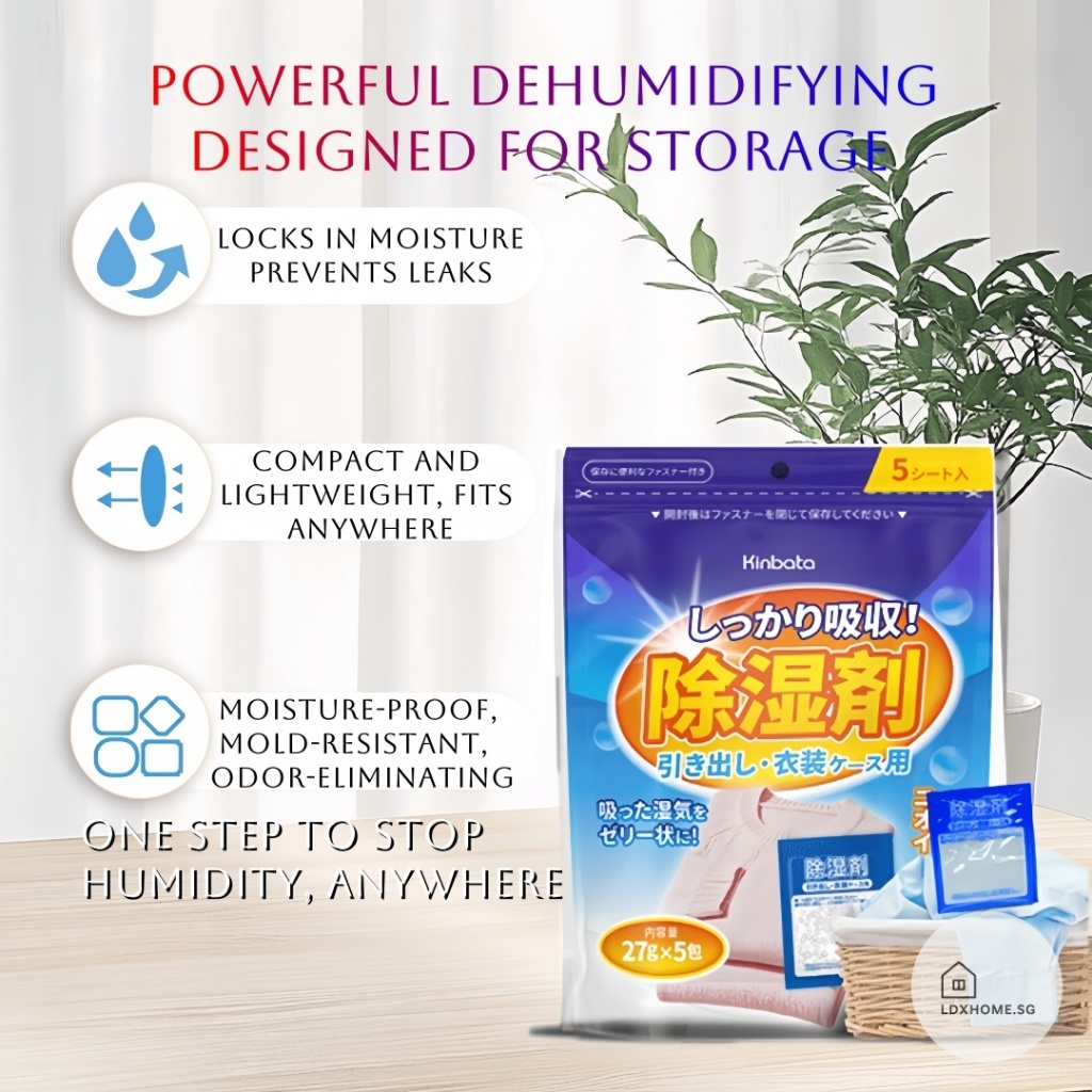 KINBATA Japan Brand Dehumidifier Bag 27G*5 Drawer Wardrobe Moisture ...
