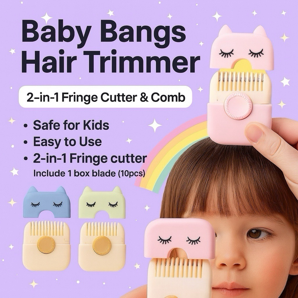 Baby & Kid Hair Bangs Trimmer | 2-in-1 Fringe Cutter & Comb | Safe ...