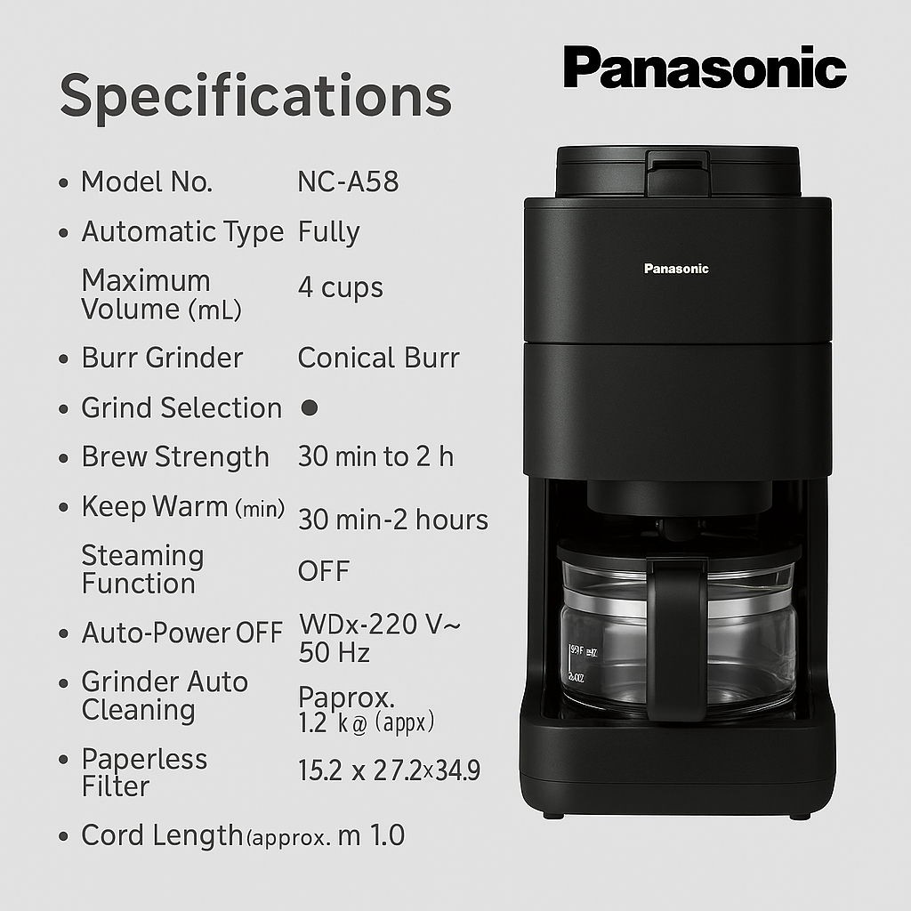 ✨ Panasonic NC-A58-K All-in-One Coffee Maker ☕ with Grinder