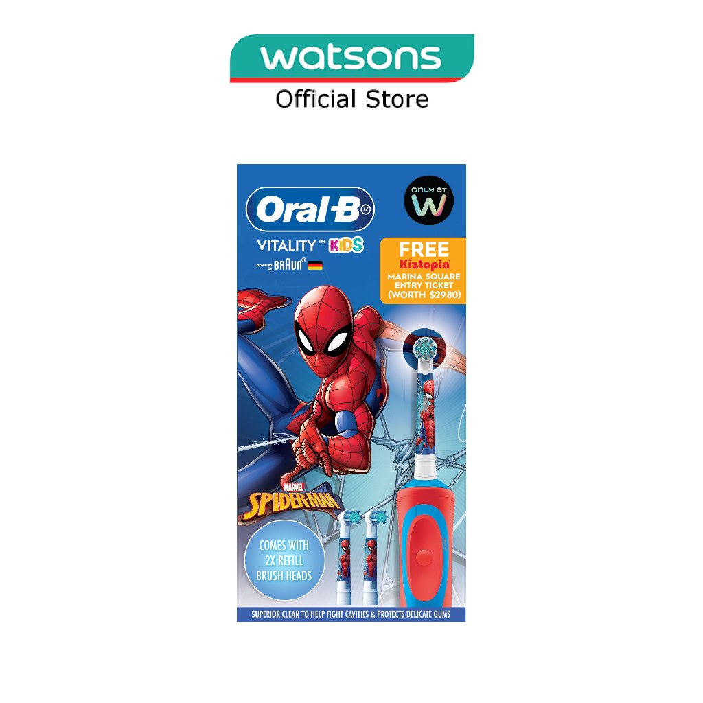 ORAL-B Vitality Kids Spider Man Electric Toothbrush & 2 Refill Brush ...