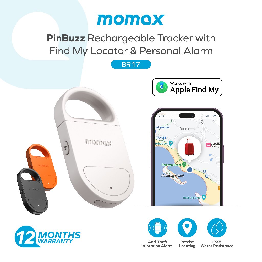 Momax BR17 PinBuzz Rechargeable Tracker with Find My Locator and ...