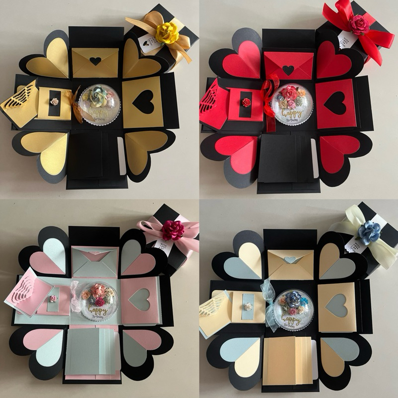 [SG] Explosion box with birthday floral ornament with waterfall ...