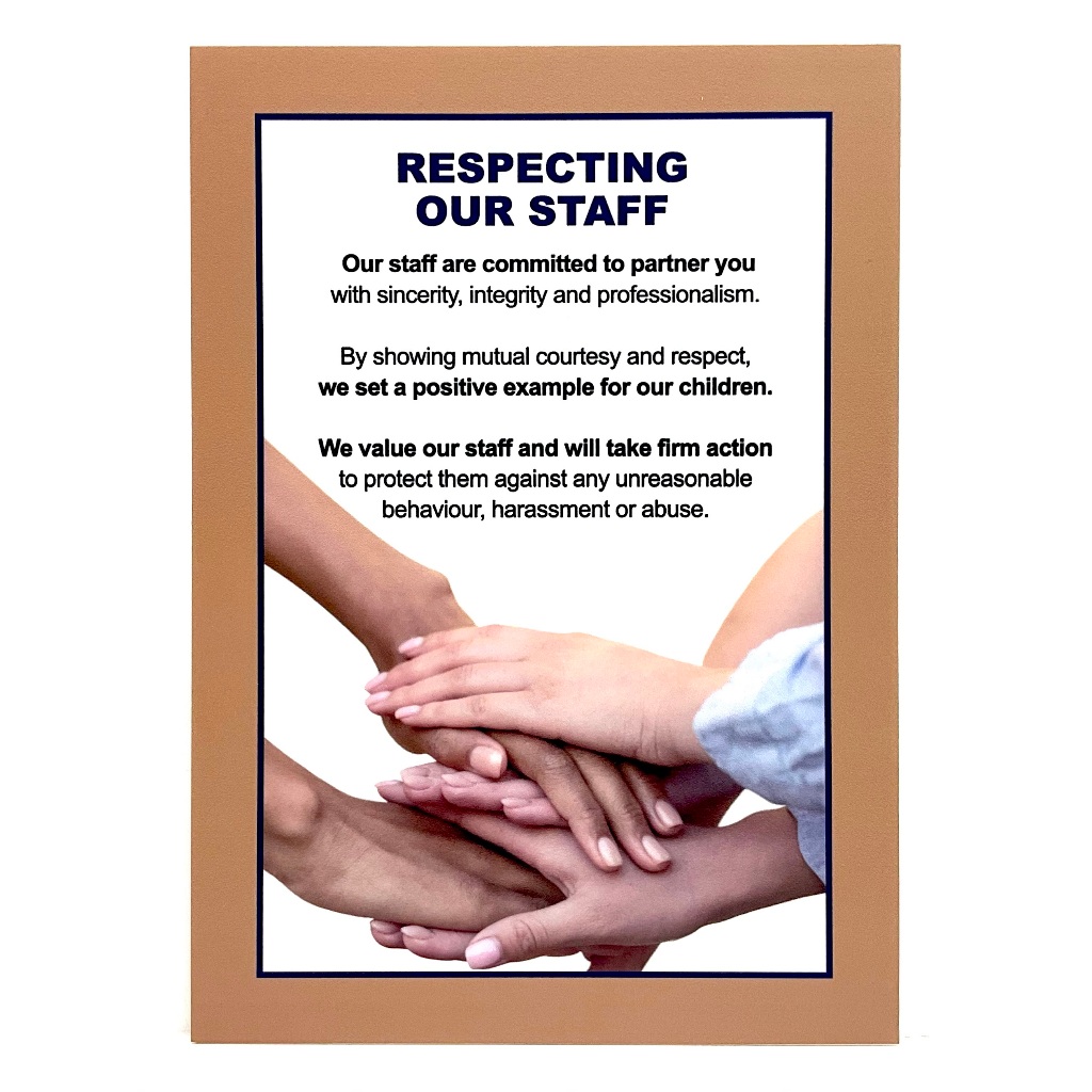 RESPECTING OUR STAFF SIGN/SIGNAGE | 210mm x 297mm | INSTRUCTION SIGN ...