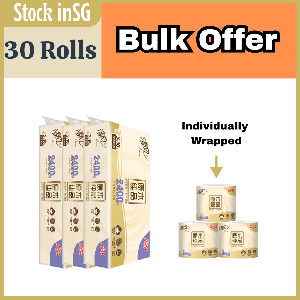 [Bulk Offer] 30 ROLLS Breeze清风 2400 (3 Ply) Wood Pulp Tissue Roll ...