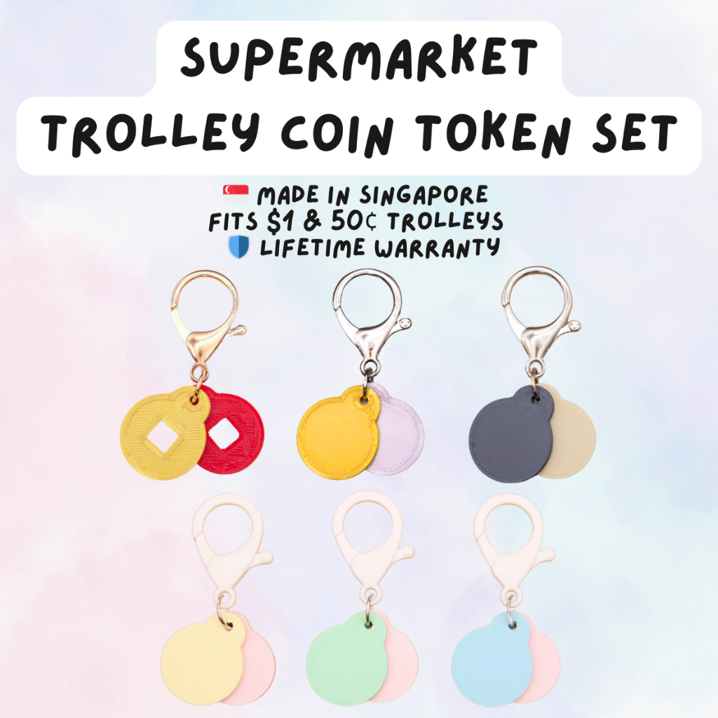MADEinSG🇸🇬] Supermarket Trolley Coin Token Keychain Set Coin