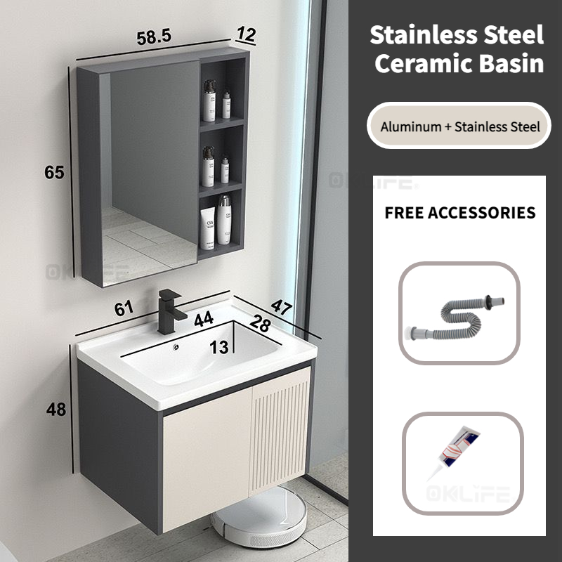 SUS 304 Stainless Steel Bathroom Vanity Set Mirror Cabinet Set alternate view