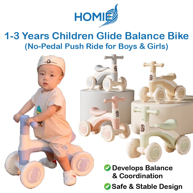 HOMIE 1-3 years Children Glide Balance Bike/Pedless Scooter/Four Wheel ...