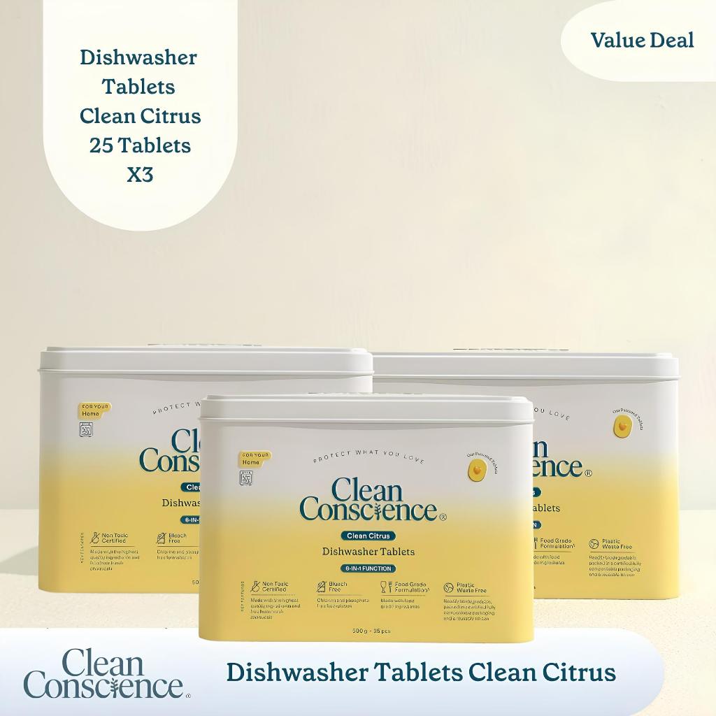 [Value Deal] Clean Conscience Dishwasher Tablets 25s x3 - Clean Citrus ...