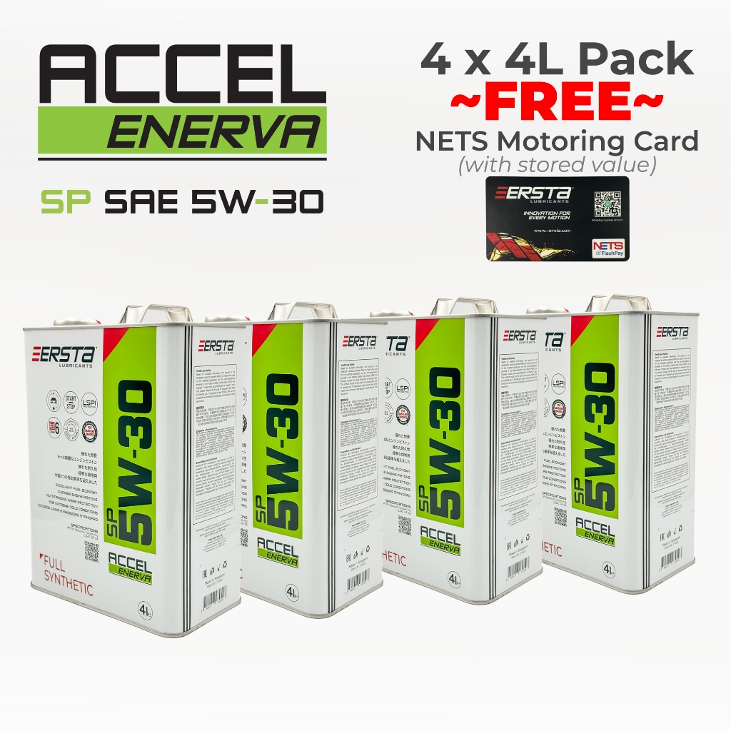 4 x 4 Liters EERSTA Accel Enerva SP SAE 5W-30 Full Synthetic Engine Oil ...