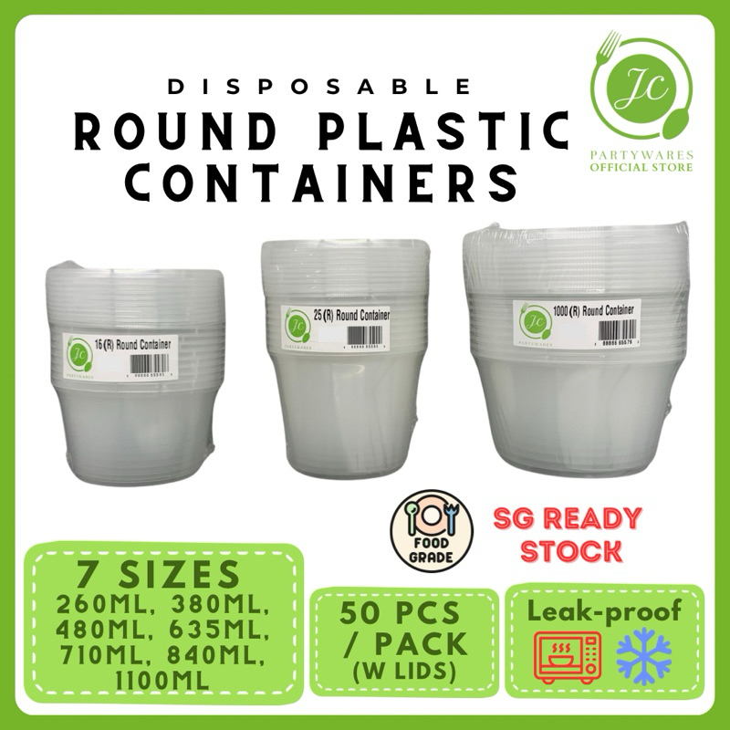 SG READY STOCK - 50pcs High Quality Round Disposable Plastic Food ...