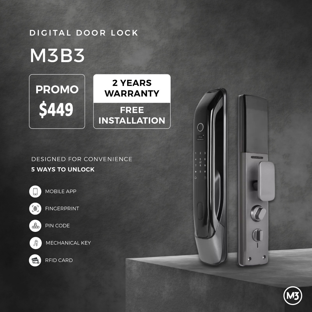 M3B3 DIGITAL DOOR LOCK (FREE INSTALLATION) | Shopee Singapore