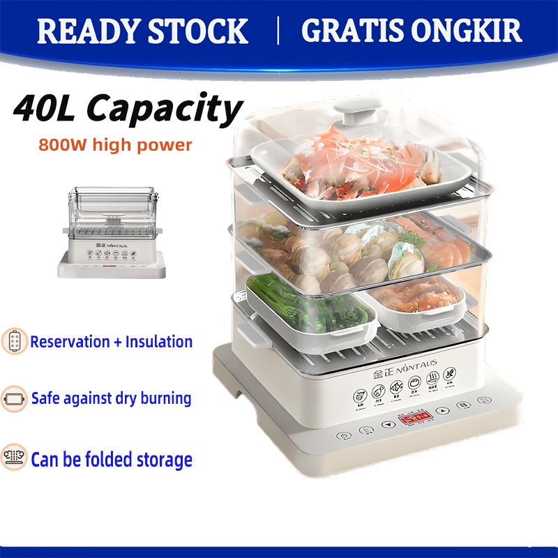 40L multi-functional steamer three layers of stainless steel stewing ...
