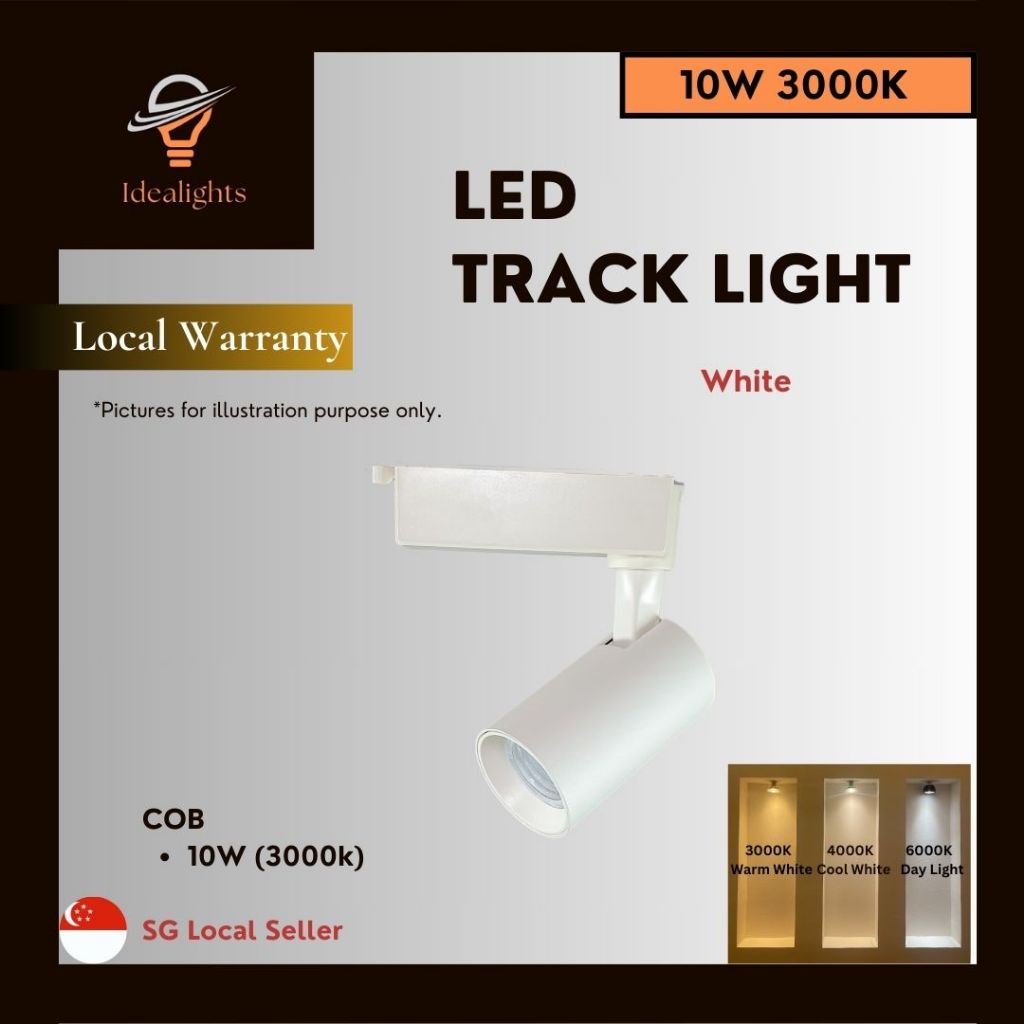 White LED Stylish Track Light 10W COB (3000k Warm White) Track Light ...
