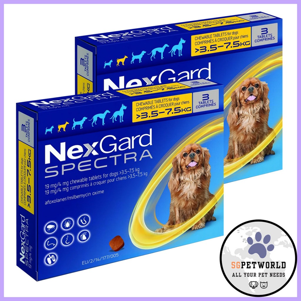 Nexgard Spectra for Small Dogs 3.6 to 7.5 Kg (Yellow) 6 Chews | Shopee ...