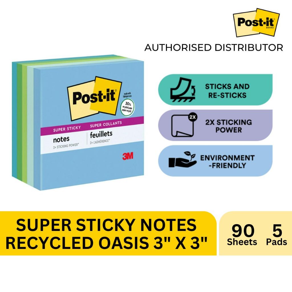 thumbnail image 2 of Post-it Notes, Super Sticky Notes Pad, Coloured Notes Rio Collection, Memo Note Pad For Notes 2 of 13