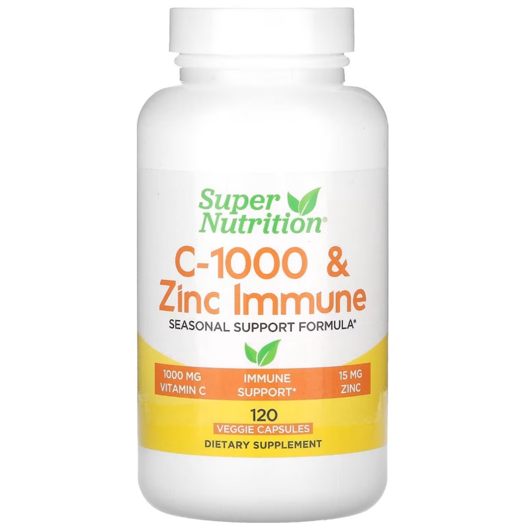 Super Nutrition C-1000 & Zinc Immune 120/240 Veggie Caps (best by 05/26 ...