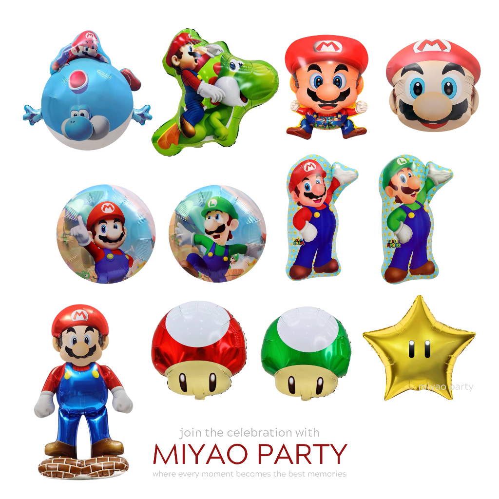 [SG Seller] Super Mario Foil Balloons Luigi Yoshi Superstar Mushroom ...