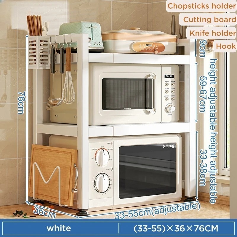 Microwave Rack Adjustable Oven Rack Kitchen Shelf Rack Microwave Oven ...