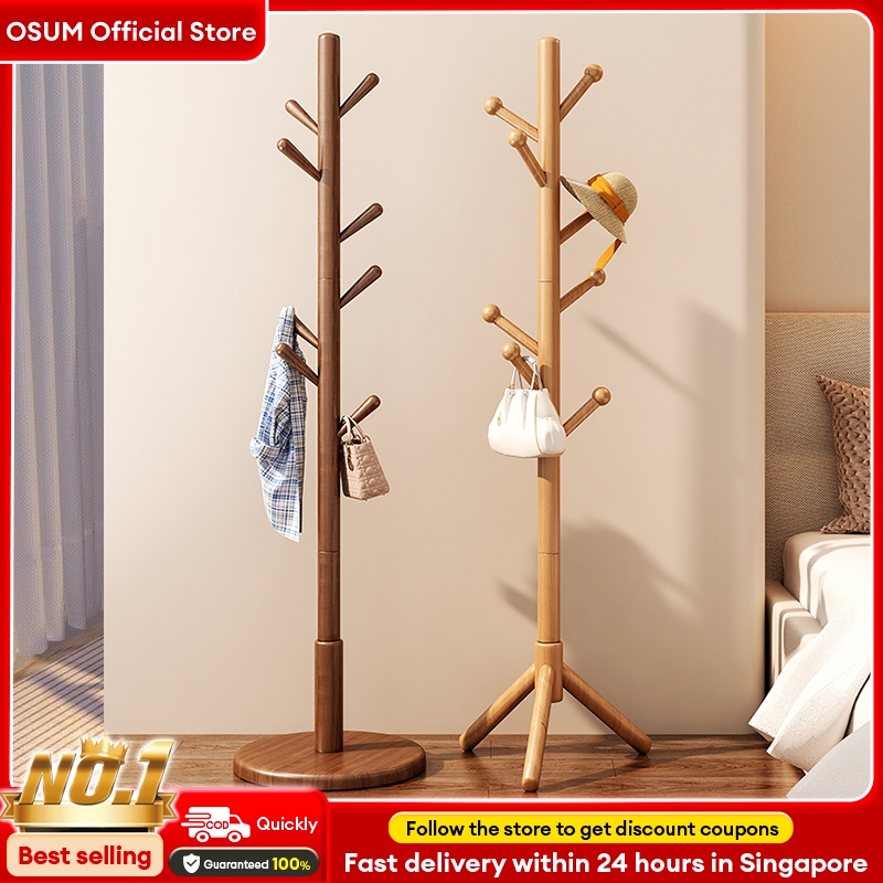 OSUM 100% Solid Wood Wooden Clothes Hanger Rack Nordic Style Clothes ...