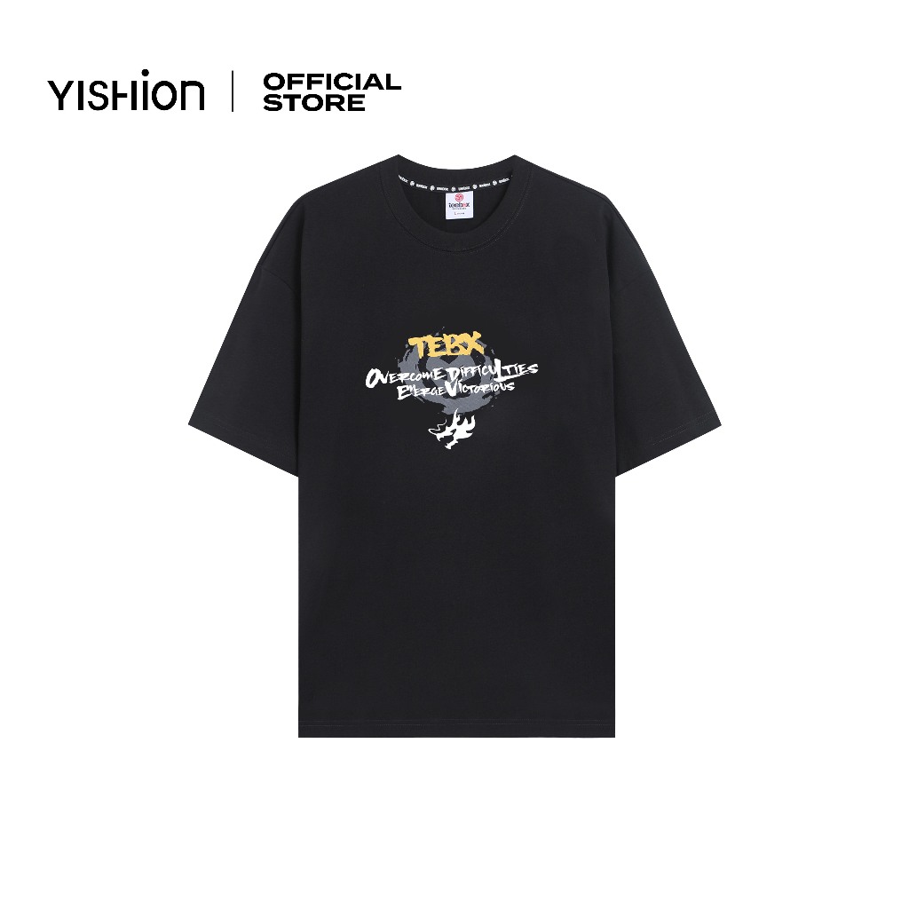 YISHION TEEBOX - Short Sleeve Drop Shoulder T-Shirt with Golden