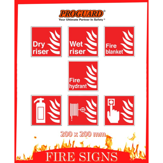 Fire Fighting Equipment Safety Sign PVC Plastic Sticker Label Indoor ...