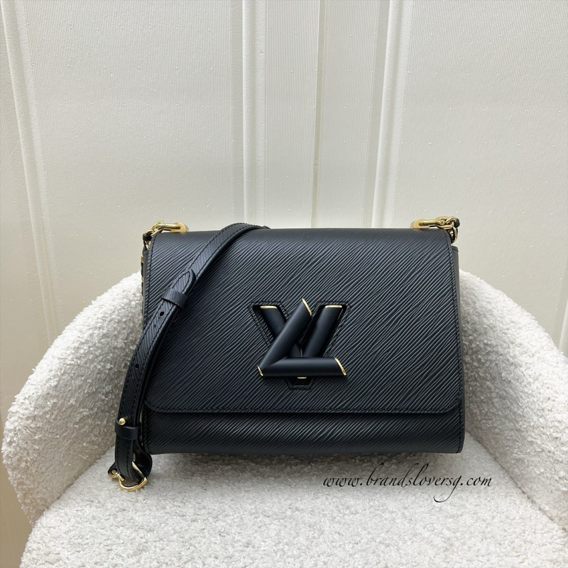 Pre loved LV Twist MM Shoulder Bag in Black Epi Leather and GHW