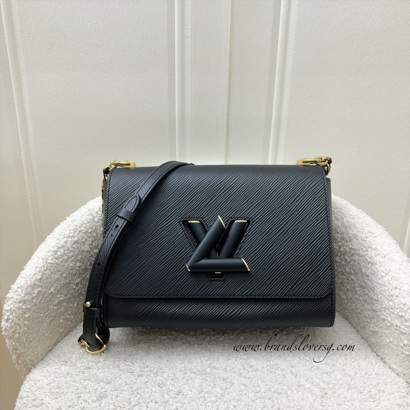 Pre loved LV Twist MM Shoulder Bag in Black Epi Leather and GHW